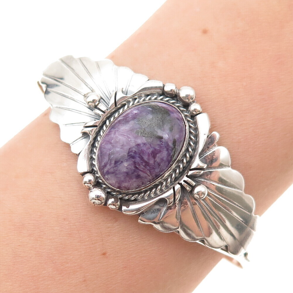 Leeann Lee Navajo Old Pawn Sterling Vintage Charoite Adjustable Bracelet 6.5"
